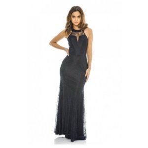 NWT Ax Paris Lace Sleeveless Maxi Dress Size 8 Black Formalwear $60 V0144